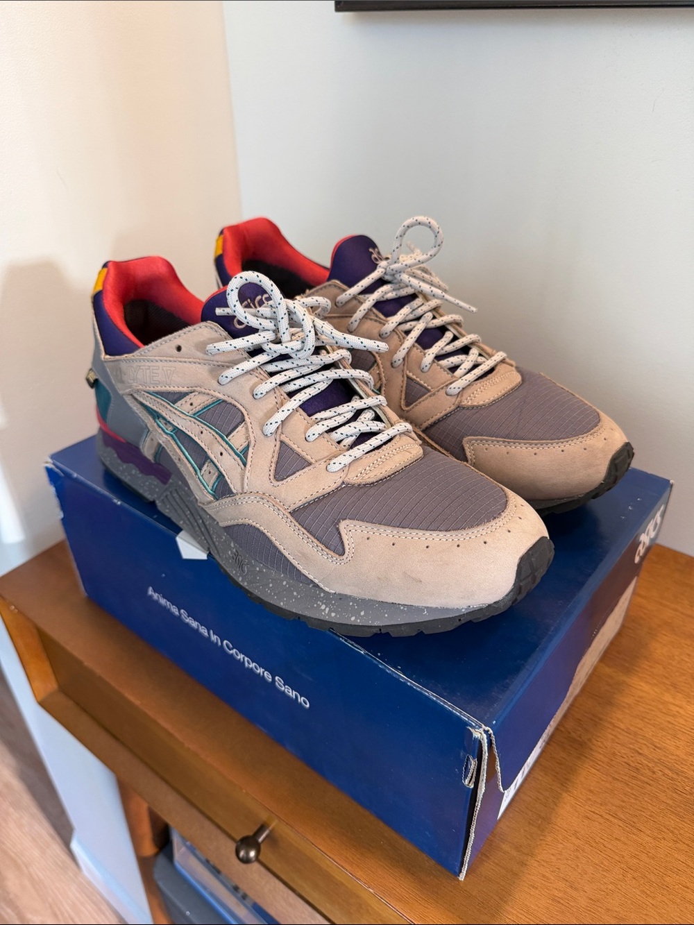 Bodega x ASICS Gel-Lyte V “Get Wet” Sneakers - Taupe Gray with Purple Accents